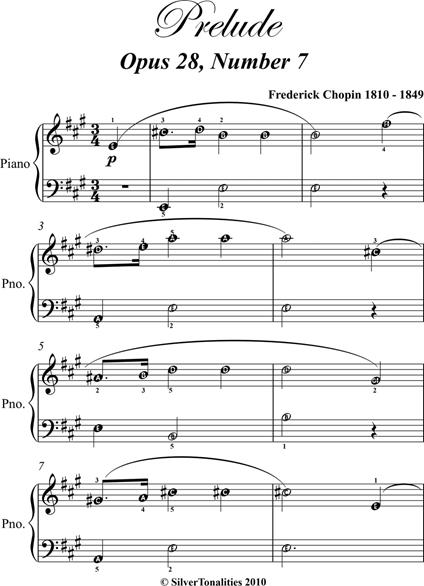 Prelude Opus 28 Number 7 Easy Piano Sheet Music - Chopin Frederick - ebook