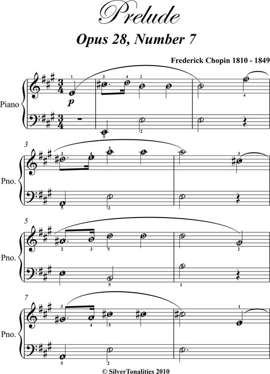 Prelude Opus 28 Number 7 Easy Piano Sheet Music - Chopin Frederick - ebook