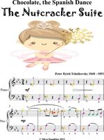 Chocolate Spanish Dance Nutcracker Easy Piano Sheet Music with Colored Notes