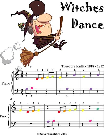 Witches Dance Beginner Piano Sheet Music with Colored Notes - Theodore Kullak - ebook