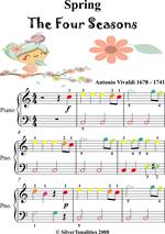 Spring Four Seasons !st Mvt Easiest Piano Sheet Music with Colored Notes