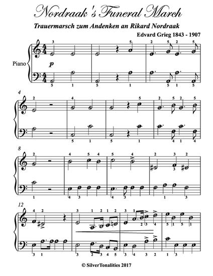 Nordraak's Funeral March Easy Elementary Piano Sheet Music - Grieg Edvard - ebook