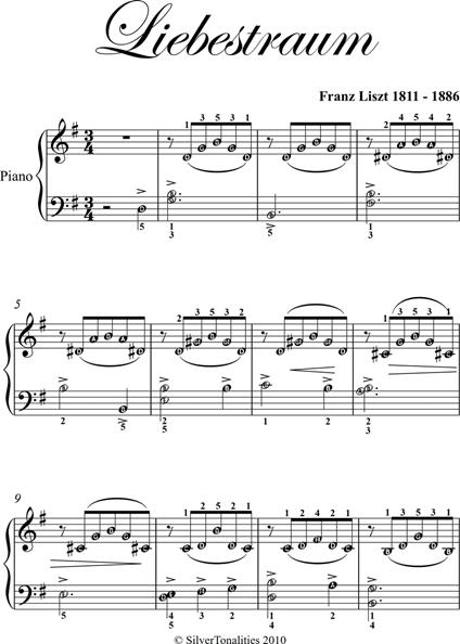 Liebestraum Elementary Piano Sheet Music - Franz Liszt - ebook