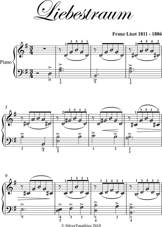 Liebestraum Elementary Piano Sheet Music - Franz Liszt - ebook
