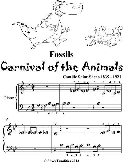 Fossils Carnival of the Animals Beginner Piano Sheet Music Tadpole Edition - Saint-Saens Camille - ebook