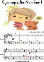 Gymnopedie Number 1 Beginner Piano Sheet Music with Colored Notes