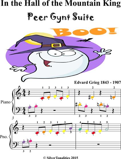 In the Hall of the Mountain King Peer Gynt Suite Beginner Piano Sheet Music with Colored Notation - Grieg Edvard - ebook