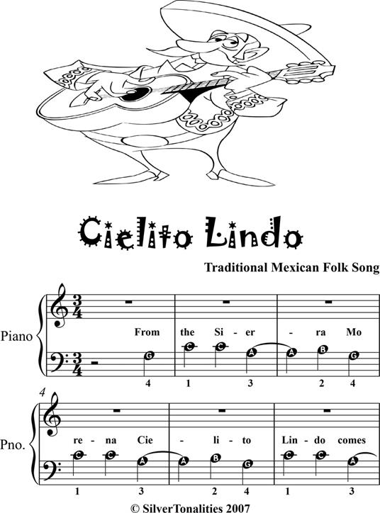 Cielito Lindo Beginner Piano Sheet Music - Traditional Mexican Folk Song - ebook