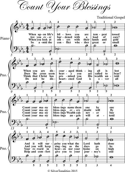 Count Your Blessings Easy Piano Sheet Music - Traditional Gospel - ebook