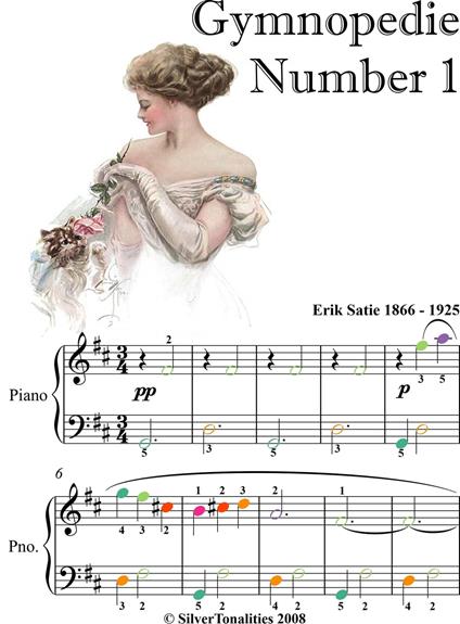 Gymnopedie Number 1 Easiest Piano Sheet Music with Colored Notes - Erik Satie - ebook