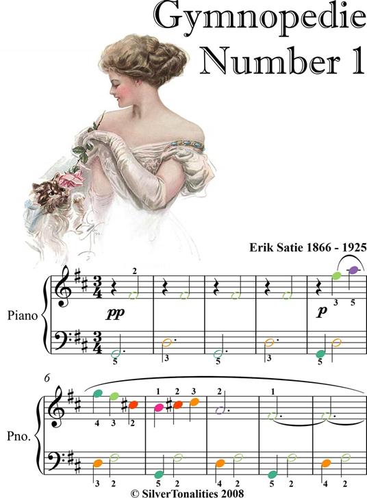 Gymnopedie Number 1 Easiest Piano Sheet Music with Colored Notes - Erik Satie - ebook