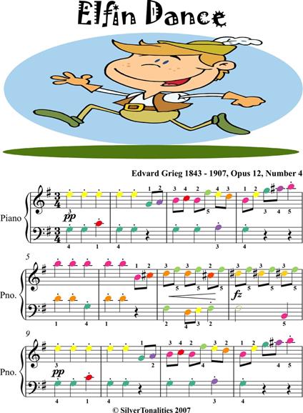 Elfin Dance Opus 12 Number 4 Easy Piano Sheet Music - Grieg Edvard - ebook