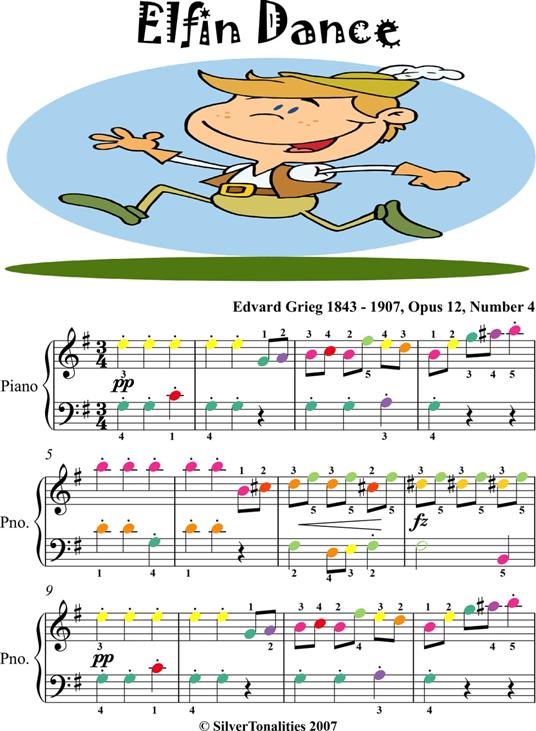Elfin Dance Opus 12 Number 4 Easy Piano Sheet Music - Grieg Edvard - ebook