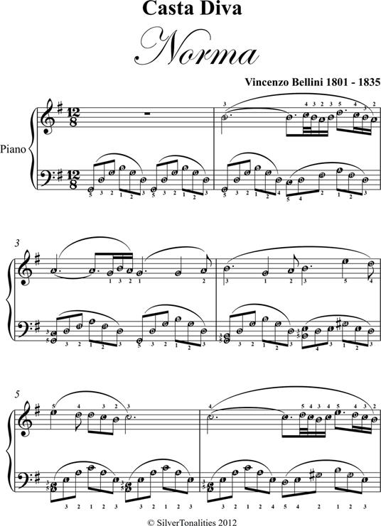 Casta Diva Elementary Piano Sheet Music - Vincenzo Bellini - ebook