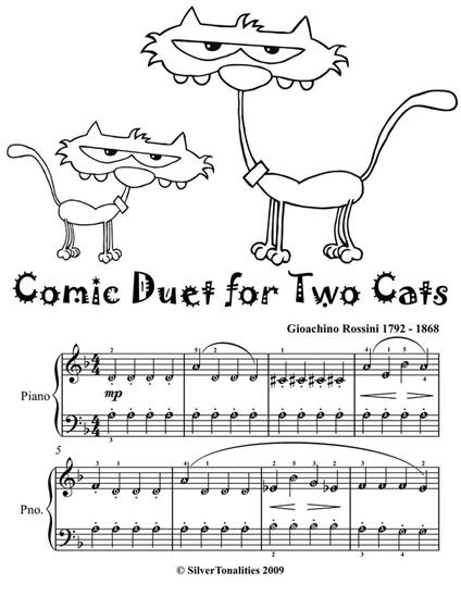 Comic Duet for Two Cats Easy Piano Sheet Music Tadpole Edition - Gioachino Rossini - ebook