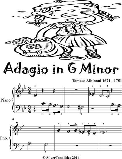 Adagio in G Minor Beginner Piano Sheet Music Tadpole Edition - Tomaso Albinoni - ebook