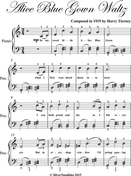 Alice Blue Gown Waltz Easy Piano Sheet Music - Harry Tierney - ebook