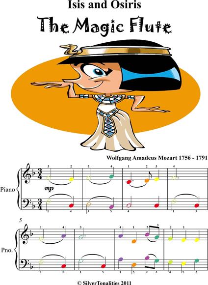 Isis and Osiris Magic Flute Easy Piano Sheet Music with Colored Notes - Wolfgang Amadeus Mozart - ebook