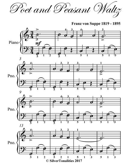 Poet and Peasant Waltz Easiest Piano Sheet Music - Franz von Suppe - ebook