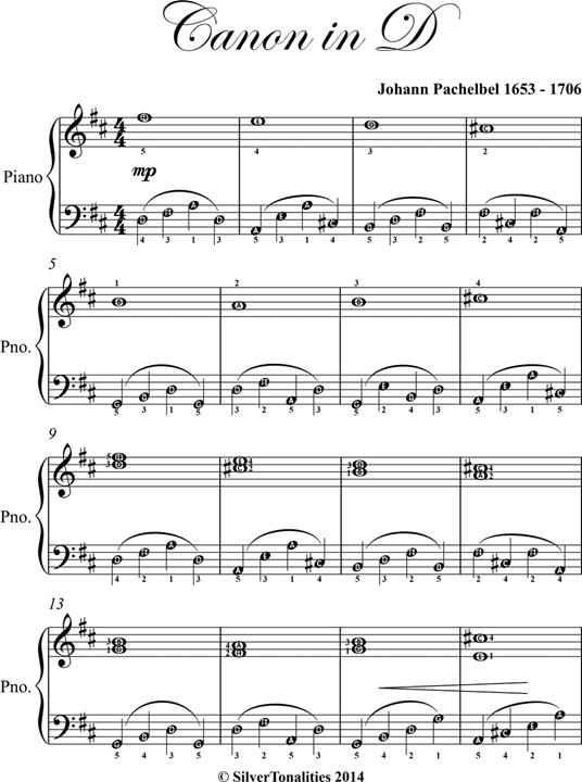 Canon in D Major Easy Elementary Piano Sheet Music - Pachelbel Johann - ebook