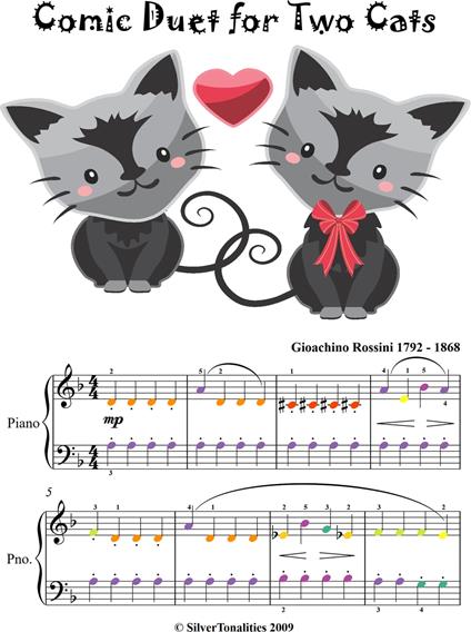 Comic Duet for Two Cats Easy Piano Sheet Music - Gioachino Rossini - ebook