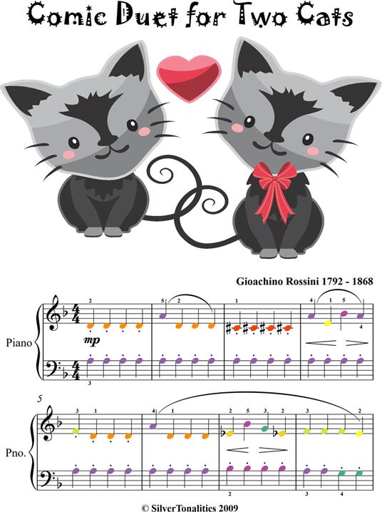 Comic Duet for Two Cats Easy Piano Sheet Music - Gioachino Rossini - ebook