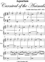 Aquarium Carnival of the Animals Beginner Piano Sheet Music