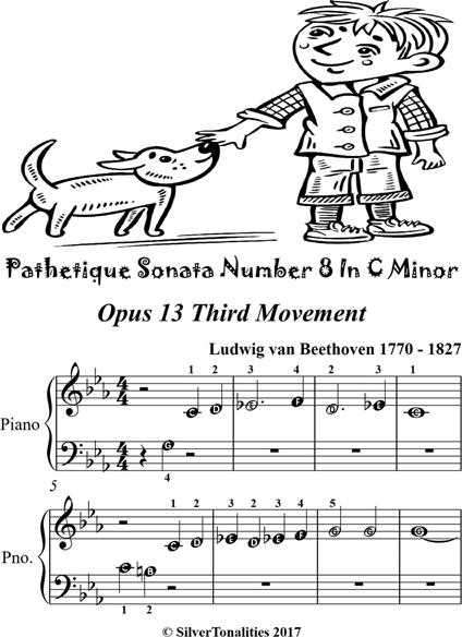 Pathetique Sonata Number 8 in C Minor Opus 13 3rd Mvt Beginner Piano Sheet Music - Ludwig Van Beethoven - ebook