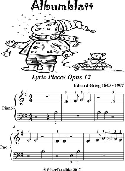 Albumblatt Lyric Pieces Opus 12 Beginner Piano Sheet Music - Grieg Edvard - ebook