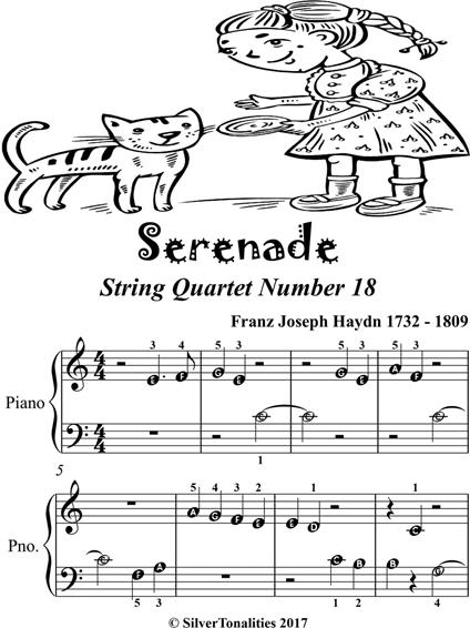 Serenade String Quartet Number 18 Beginner Piano Sheet Music - Franz Joseph Haydn - ebook