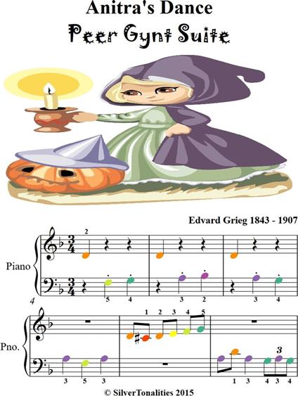 Anitra's Dance Peer Gynt Suite Beginner Piano Sheet Music with Colored Notation - Grieg Edvard - ebook