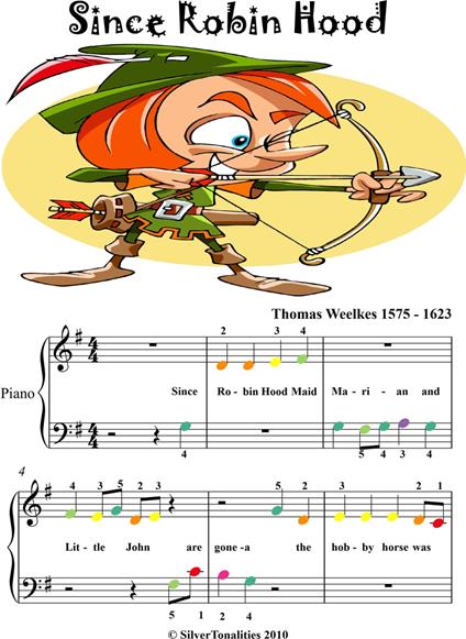 Robin Hood Beginner Piano with Colored Notes - Weelkes Thomas - ebook
