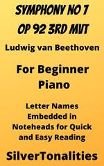 Symphony Number 7 In A Major Opus 92 Third Movement Beginner Piano Sheet Music