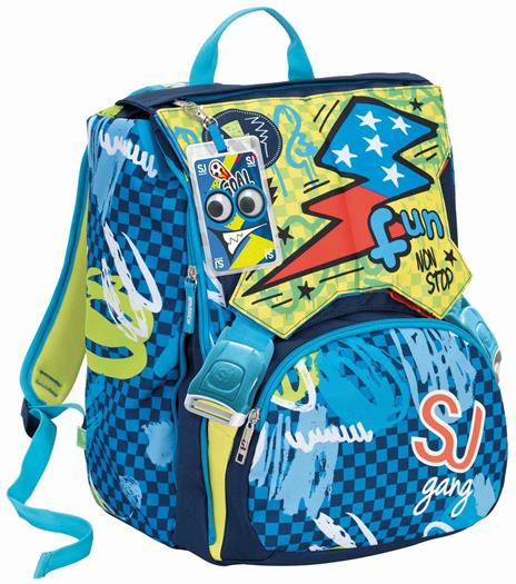 Zaino scuola sdoppiabile Big Seven SJ Gang Boy Blu-Azzurro + Astuccio accessoriato 3 zip