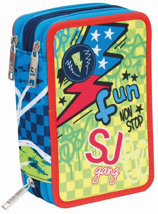 Zaino scuola sdoppiabile Big Seven SJ Gang Boy Blu-Azzurro + Astuccio accessoriato 3 zip - 2