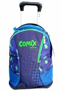 Cartoleria Zaino Trolley Comix Extreme Blu-Verde. Con trolley staccabile Comix