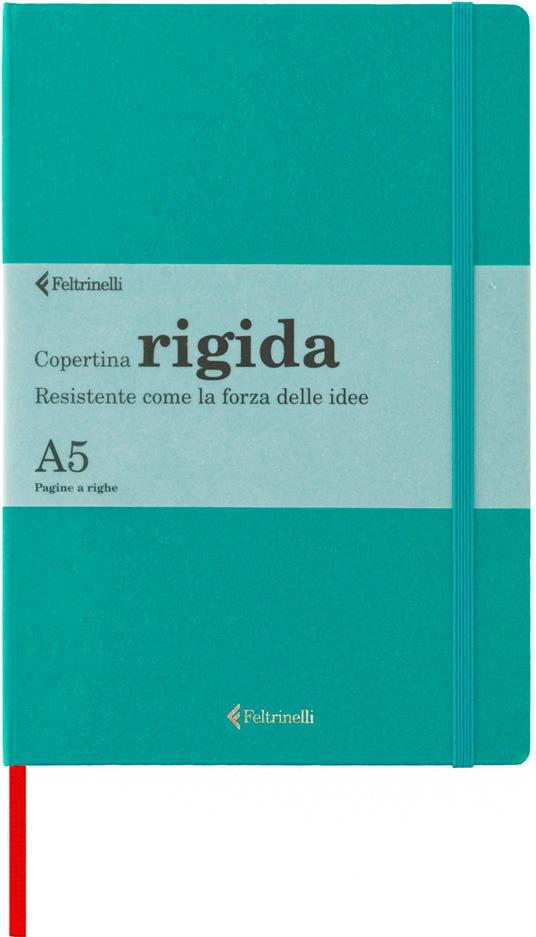 Taccuino Feltrinelli A5, a righe, copertina rigida, verde ottanio - 14,8 x 21 cm