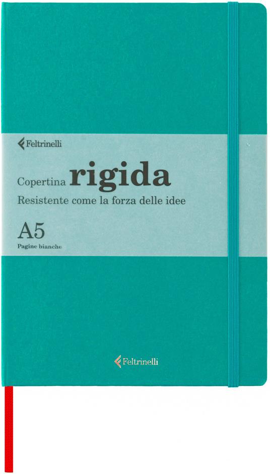 Taccuino Feltrinelli A5, a pagine bianche, copertina rigida, verde ottanio  - 14,8 x 21 cm - Feltrinelli - Cartoleria e scuola