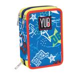 Astuccio 3 Zip Yub Flashy Sign, 12,5 x 20 x 7 cm - Azzurro