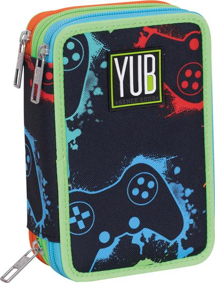 Astuccio 3 Zip Yub Flashy Sign, 12,5 x 20 x 7 cm - Nero