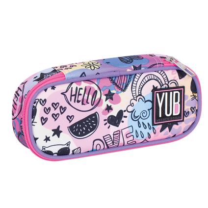 Astuccio Bustina Round Plus Yub Magishade, 23 x 10 x 5,5 cm - Rosa con scritte