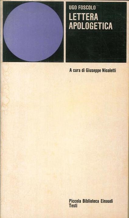 Lettera apologetica - Ugo Foscolo - copertina