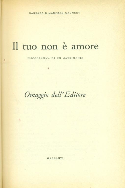 Il Tuo non è amore - Barbara Grunert - copertina