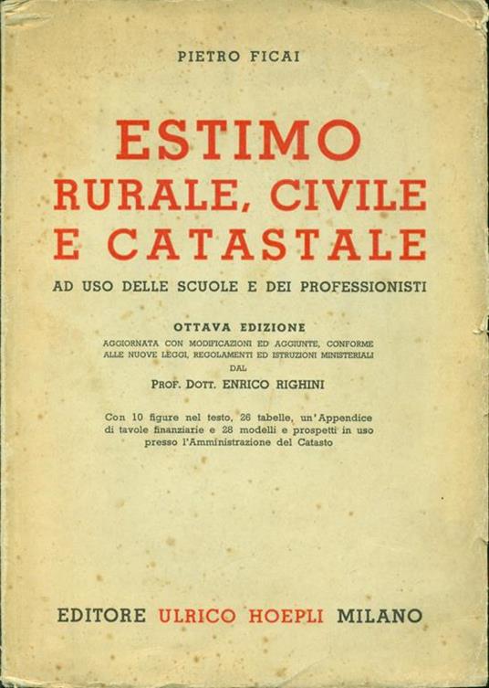 Estimo rurale, civile e catastale - Pietro Ficai - copertina
