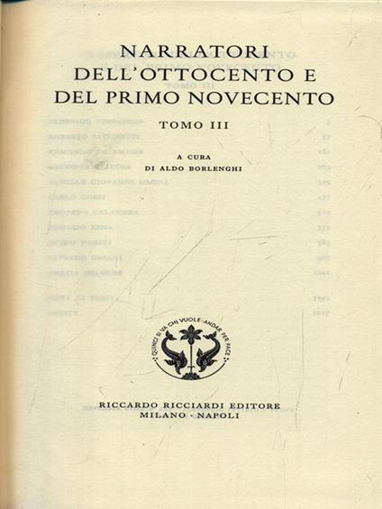 Narratori dell'Ottocento e del primo Novecento. Vol. 64. Tomo III - copertina