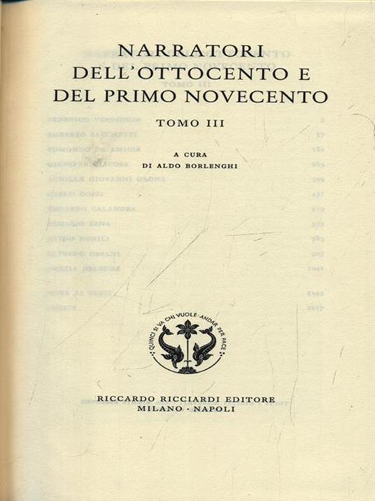Narratori dell'Ottocento e del primo Novecento. Vol. 64. Tomo III - copertina