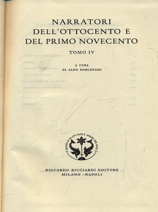 Narratori dell'Ottocento e del primo Novecento. Vol. 64. Tomo IV - 4