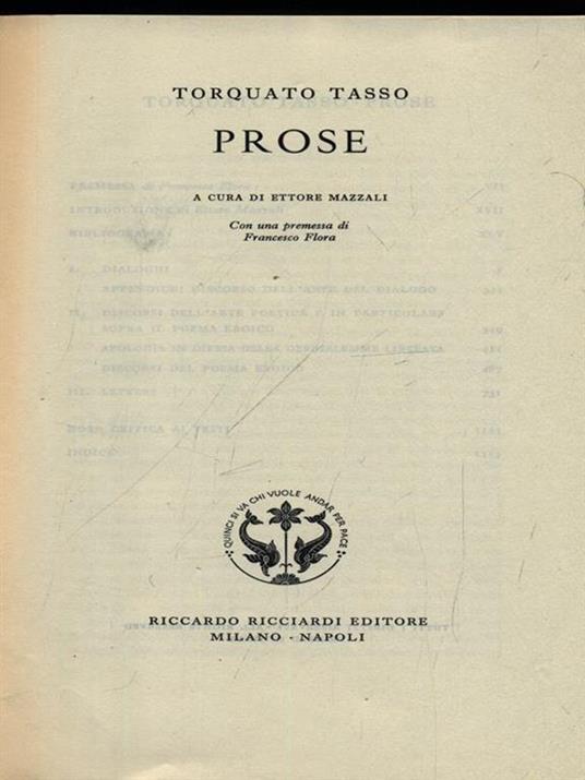 Torquato Tasso. Prose. Vol. 22 - copertina