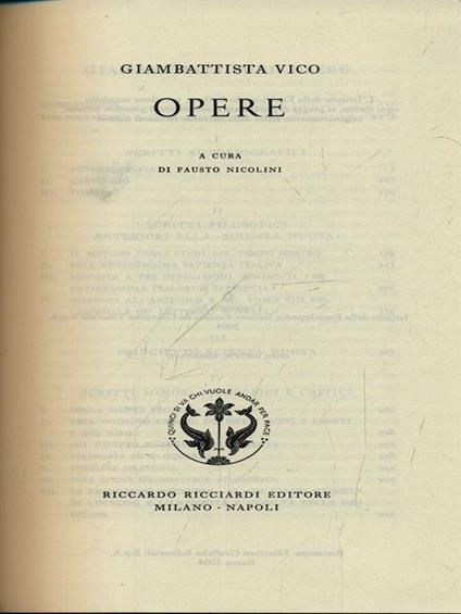 Giambattista Vico. Opere. Vol. 43 - copertina