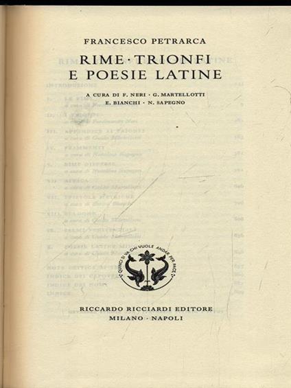 Francesco Petrarca. Rime, Trionfi, e poesie Latine. Vol. 6 - copertina